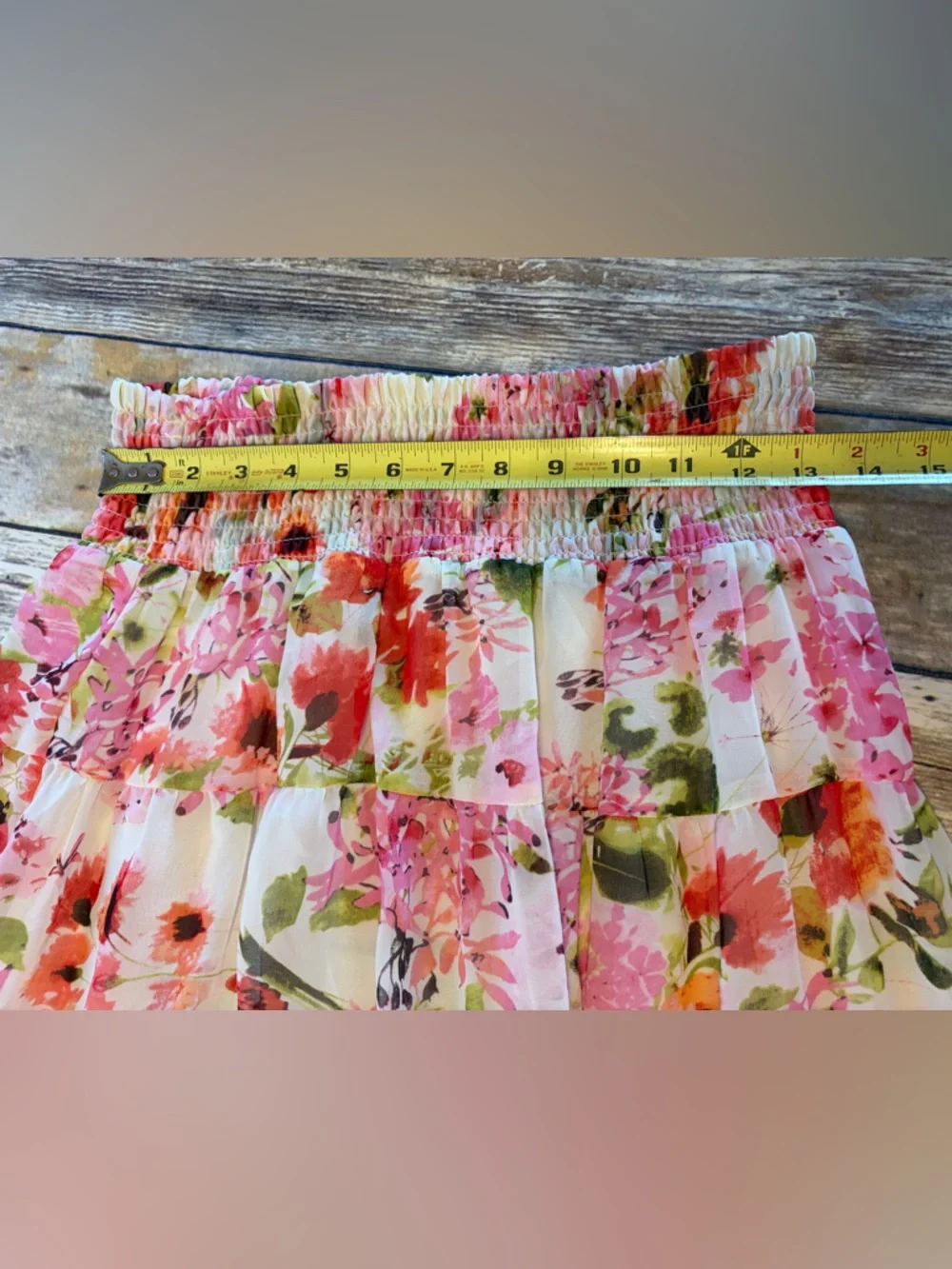 Boston Proper Floral Tiered Maxi Skirt in Pink & Green - Picture 5 of 7